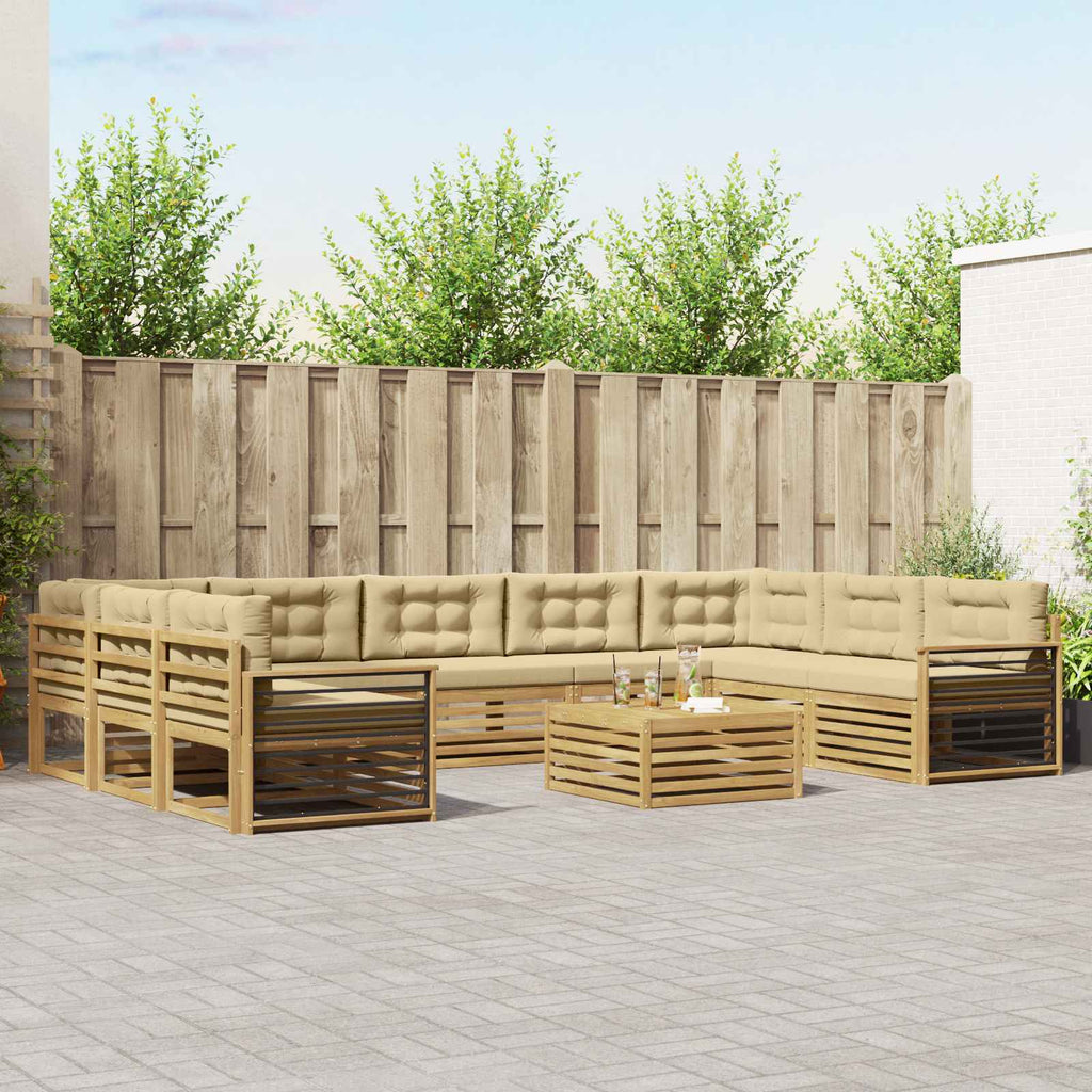 Outdoor-Sofagarnitur 10 pcs Weiß und Beige Massivholz Akazie
