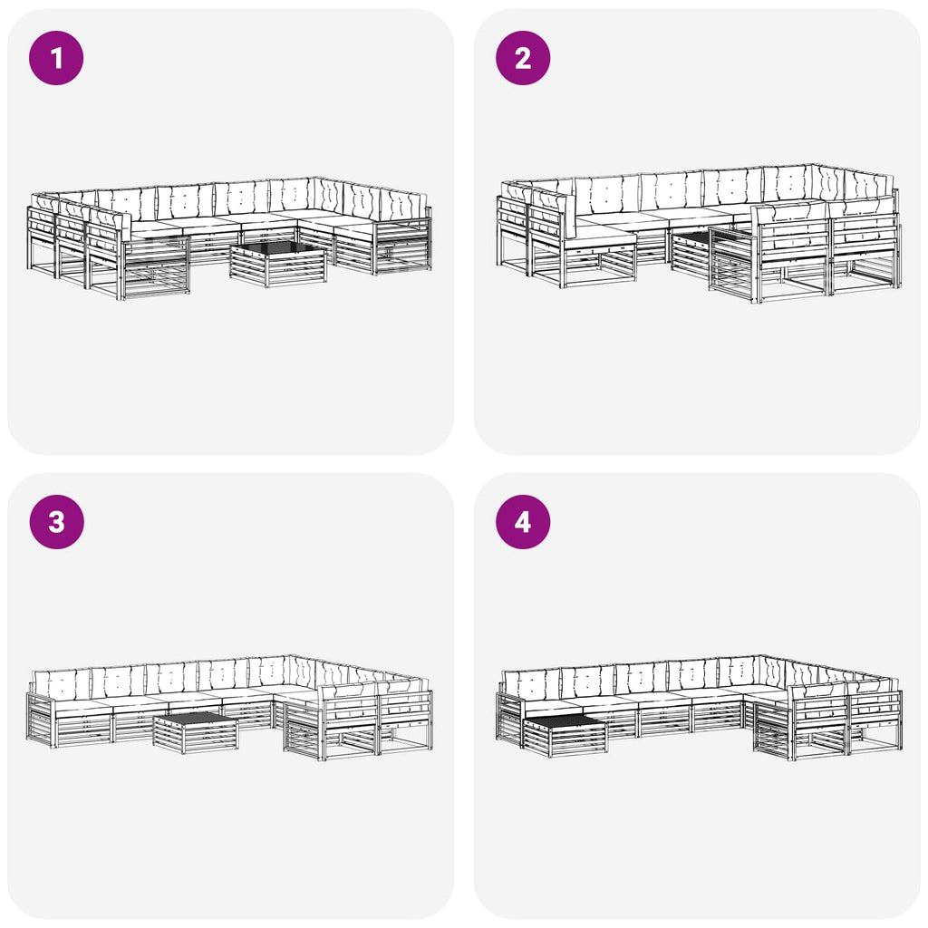 Outdoor-Sofagarnitur 10 pcs Weiß und Beige Massivholz Akazie