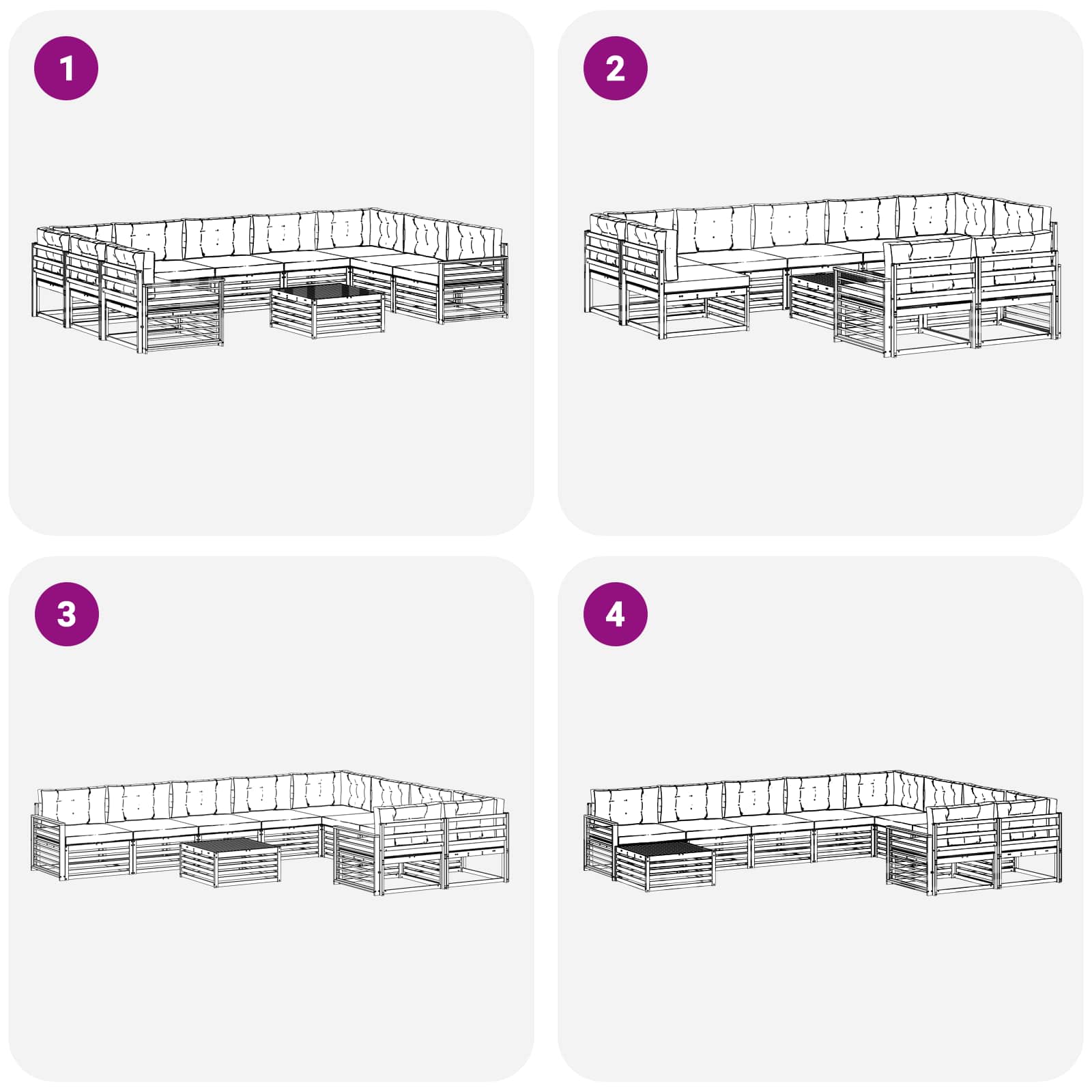 Outdoor-Sofagarnitur 10 pcs Weiß und Beige Massivholz Akazie