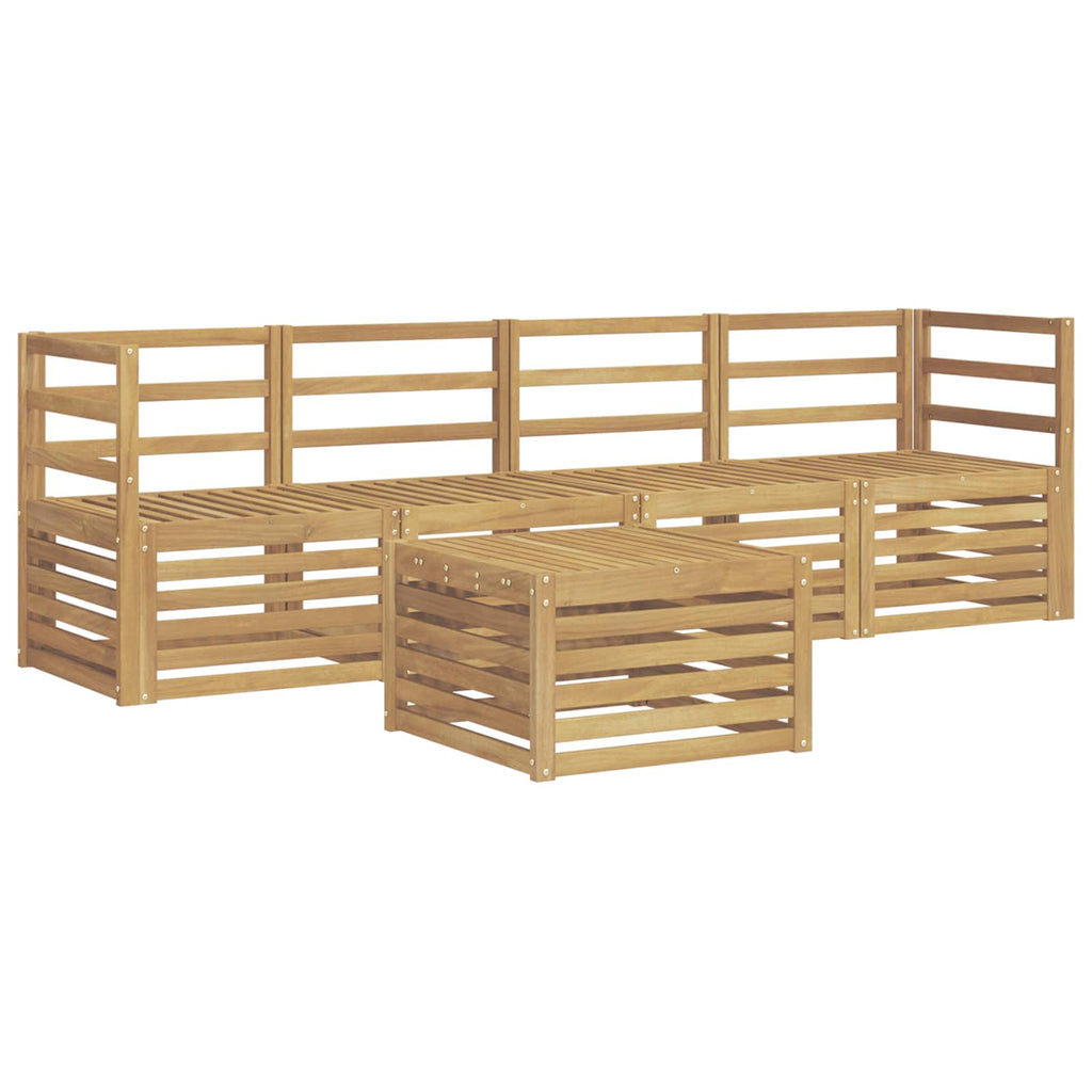 Outdoor-Sofagarnitur 5 pcs Weiß Massivholz Akazie
