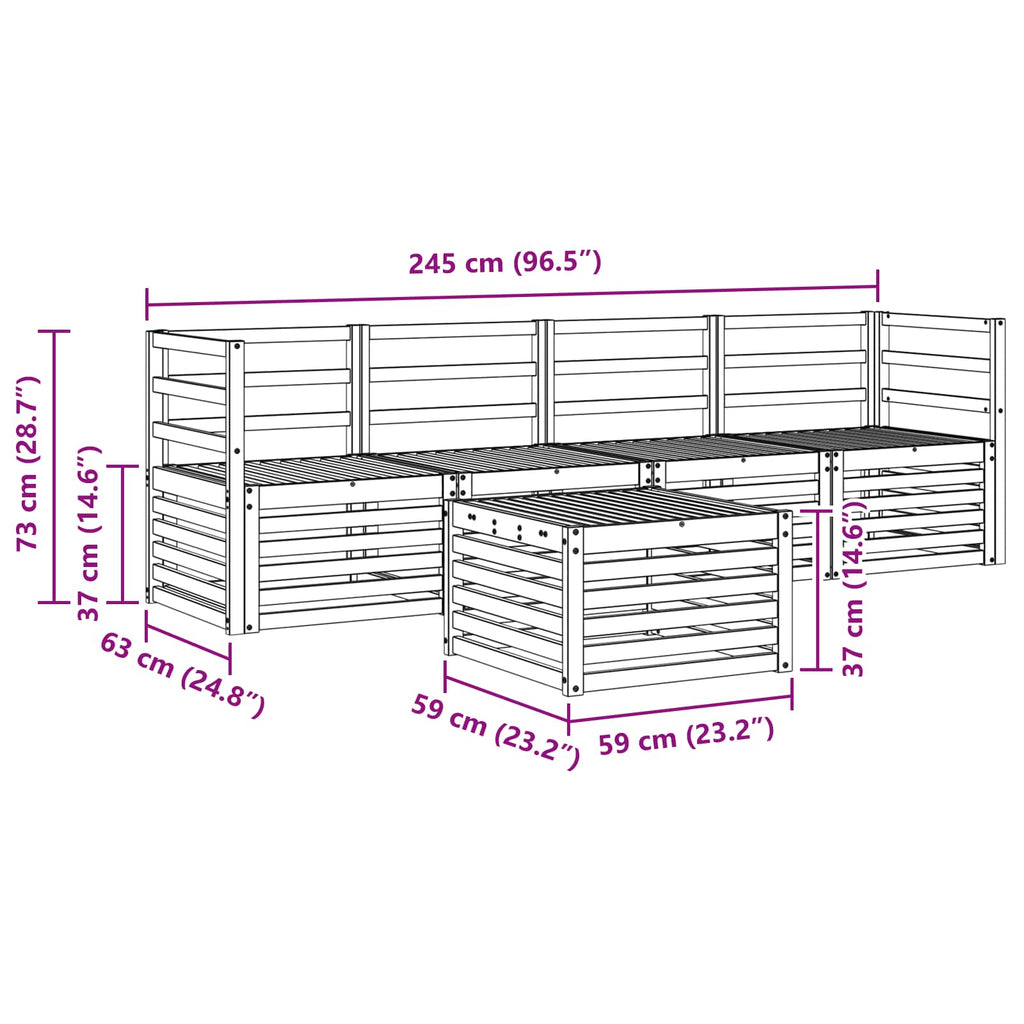 Outdoor-Sofagarnitur 5 pcs Weiß Massivholz Akazie