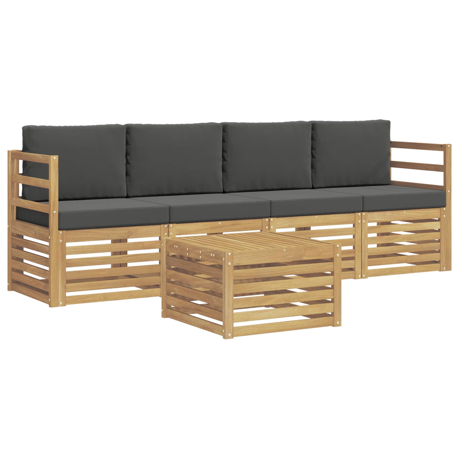 Outdoor-Sofagarnitur 5 pcs Weiß und Anthrazit Polyester
