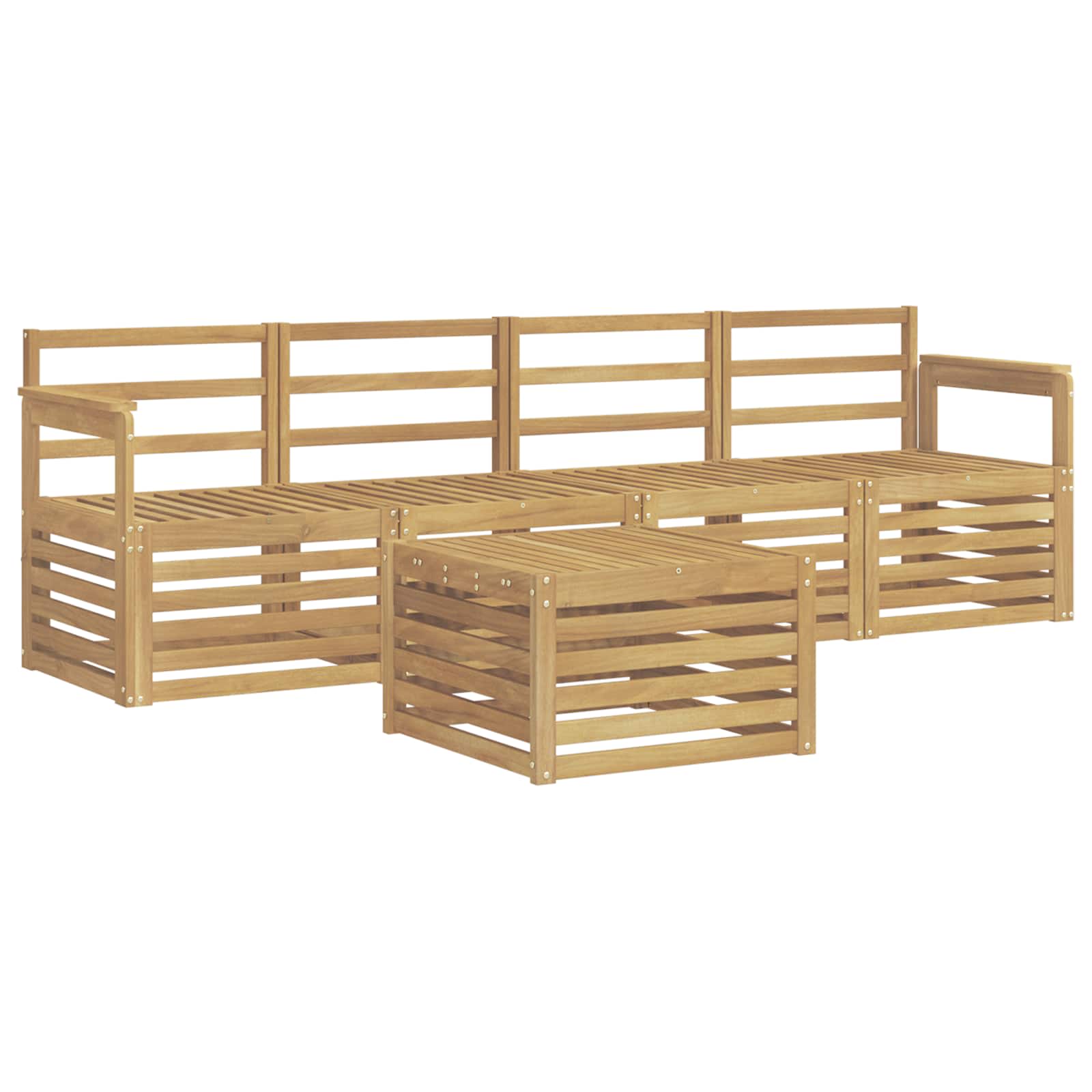 Outdoor-Sofagarnitur 5 pcs Weiß Massivholz Akazie