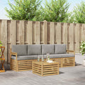 Outdoor-Sofagarnitur 5 pcs Weiß und Hellgrau Polyester