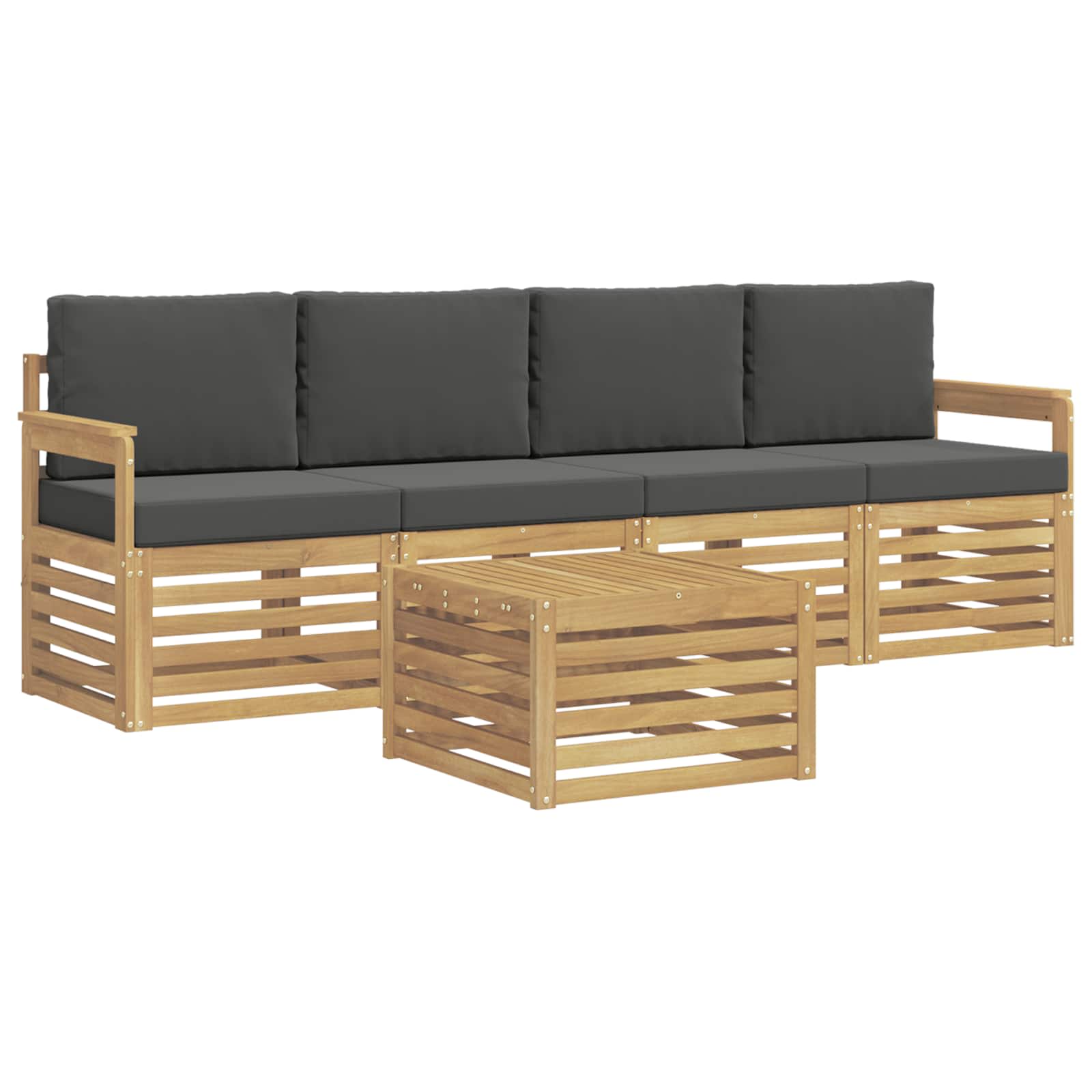 Outdoor-Sofagarnitur 5 pcs Weiß und Anthrazit Polyester