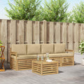 Outdoor-Sofagarnitur mit Kissen 5 pcs Weiß und Beige Polyester