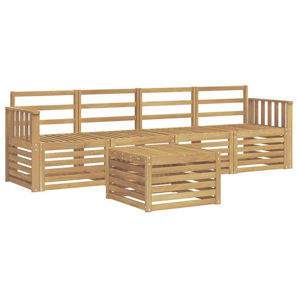 Outdoor-Sofagarnitur 5 pcs Weiß Massivholz Akazie