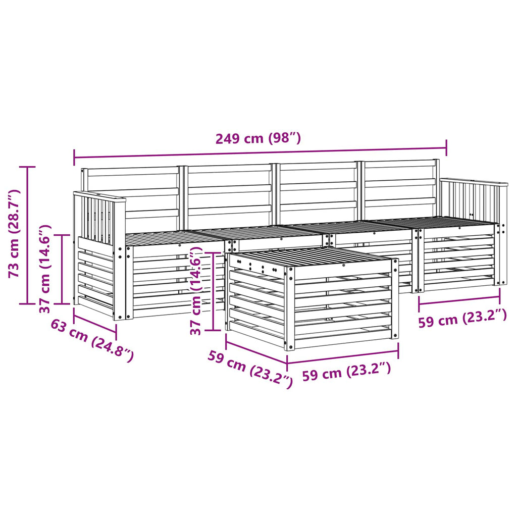 Outdoor-Sofagarnitur 5 pcs Weiß Massivholz Akazie