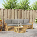 Outdoor-Sofagarnitur 5 pcs Weiß und Hellgrau Polyester