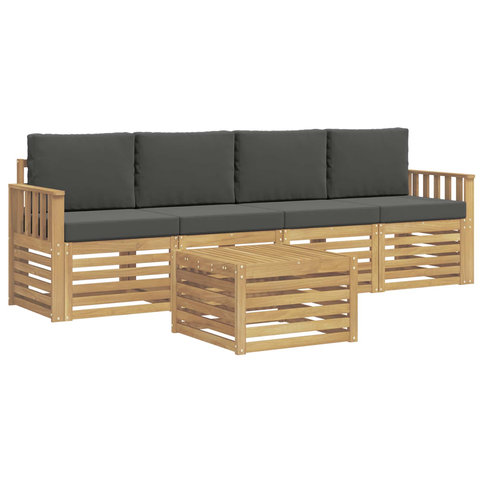 Outdoor-Sofagarnitur 5 pcs Weiß und Anthrazit Polyester