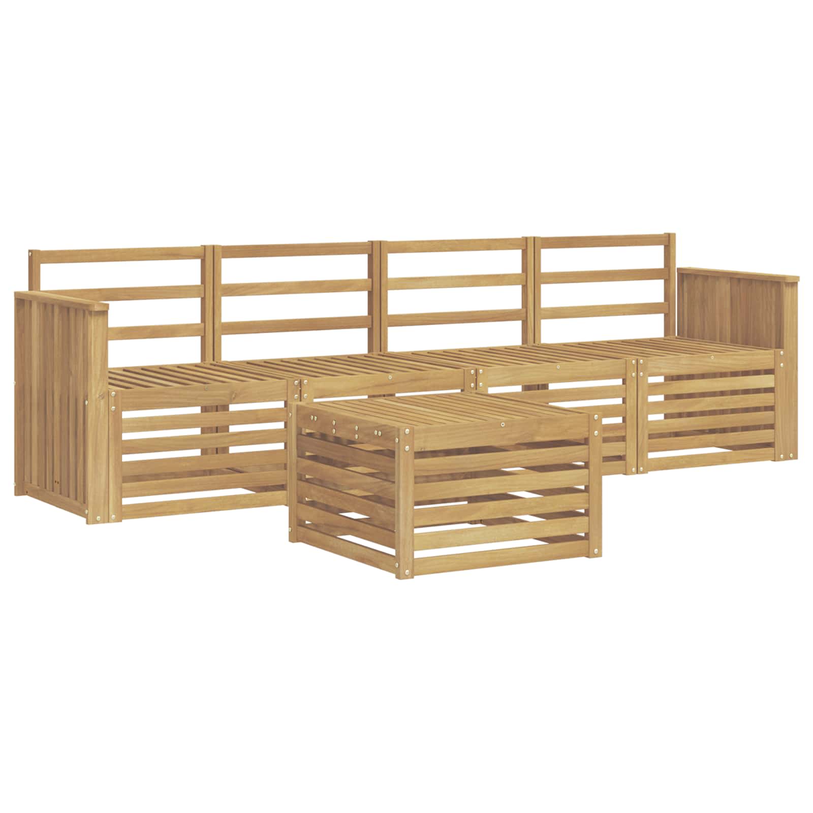 Outdoor-Sofagarnitur 5 pcs Weiß Massivholz Akazie