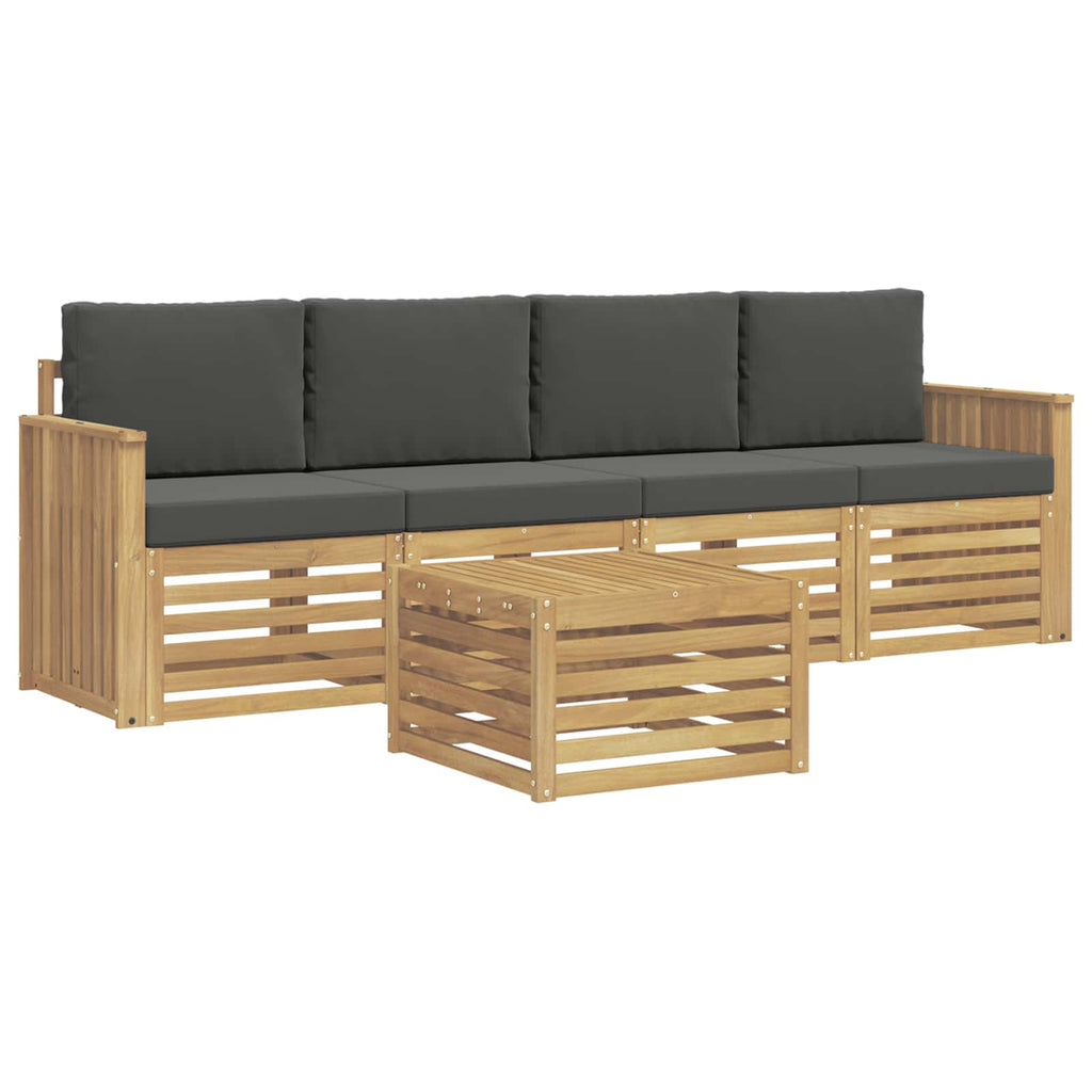Outdoor-Sofagarnitur 5 pcs Weiß und Anthrazit Polyester