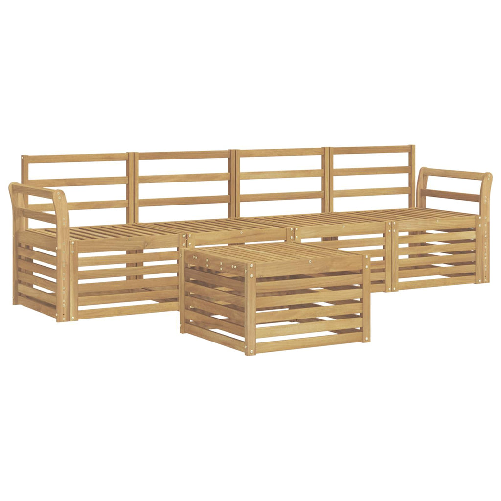 Outdoor-Sofagarnitur 5 pcs Weiß Massivholz Akazie