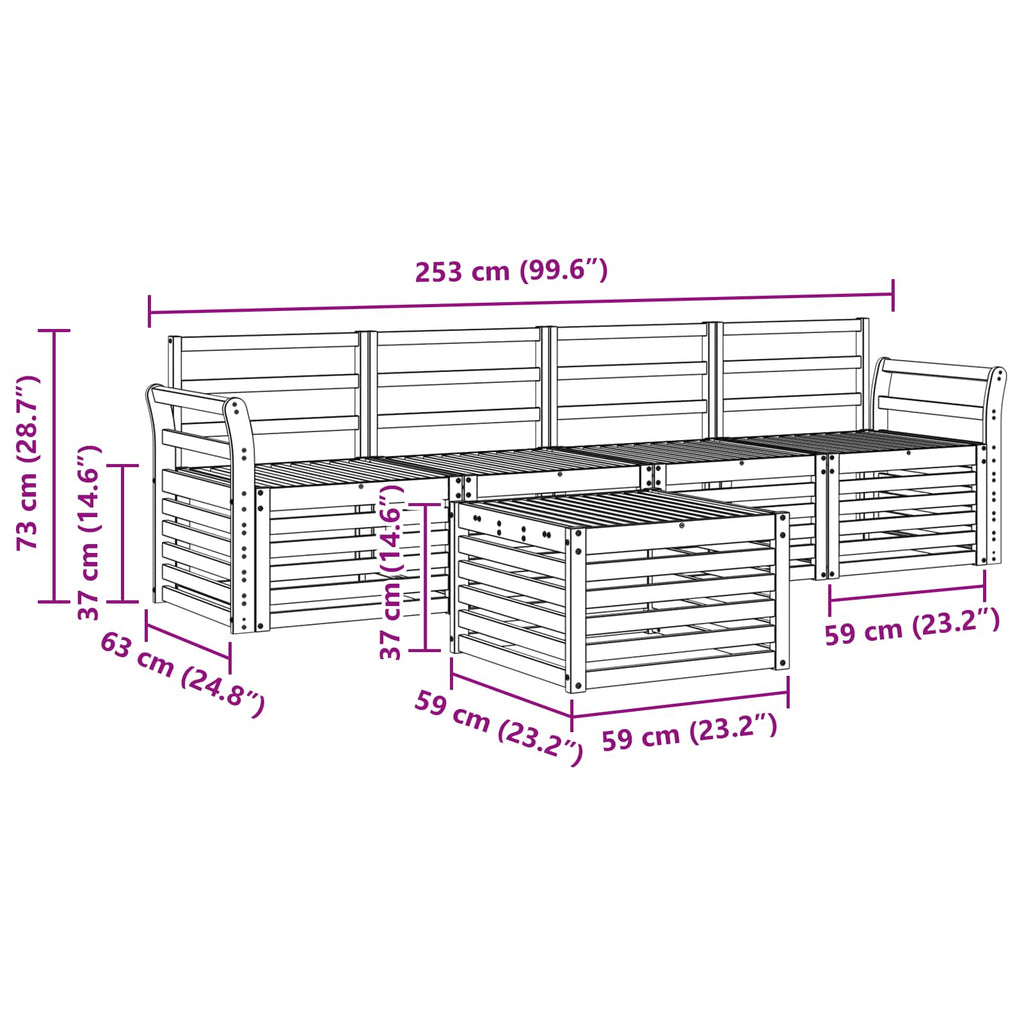 Outdoor-Sofagarnitur 5 pcs Weiß Massivholz Akazie