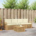 Outdoor-Sofagarnitur mit Kissen 5 pcs Weiß und Creme Polyester