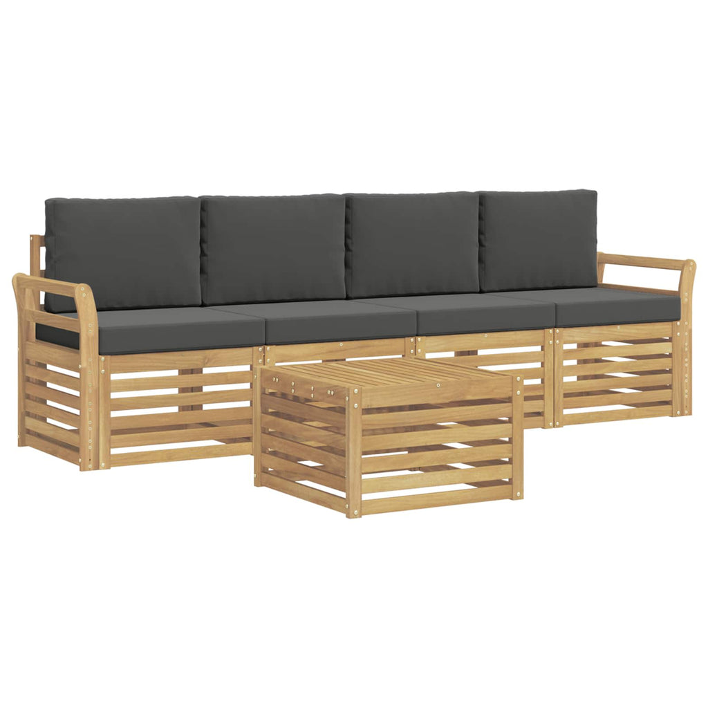 Outdoor-Sofagarnitur 5 pcs Weiß und Anthrazit Polyester