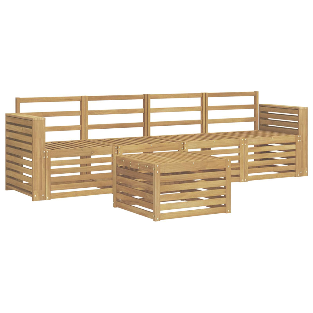 Outdoor-Sofagarnitur 5 pcs Weiß Massivholz Akazie