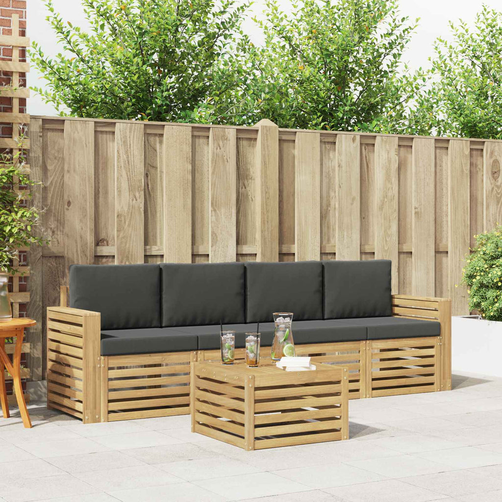 Outdoor-Sofagarnitur 5 pcs Weiß und Anthrazit Polyester