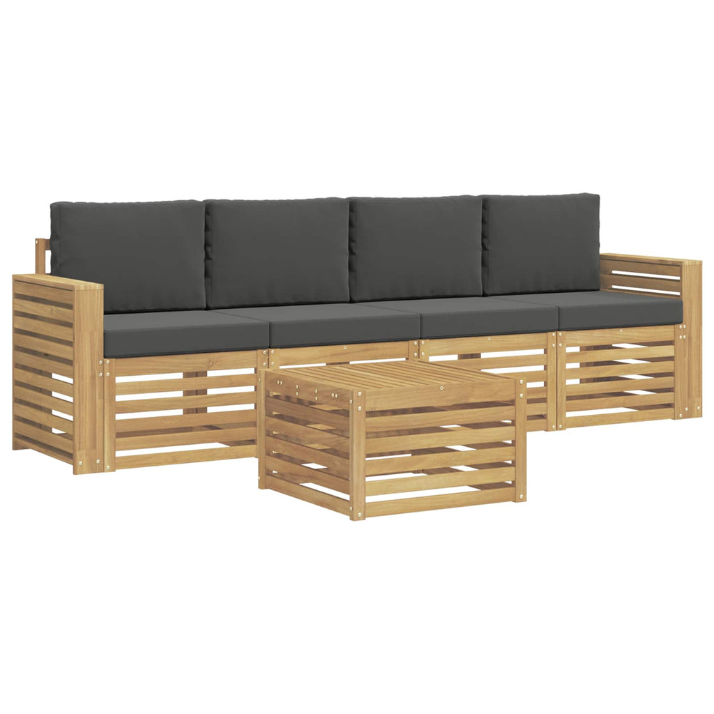 Outdoor-Sofagarnitur 5 pcs Weiß und Anthrazit Polyester