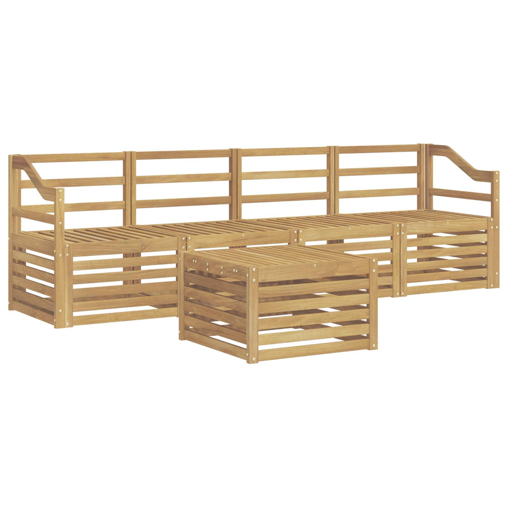 Outdoor-Sofagarnitur 5 pcs Weiß Massivholz Akazie