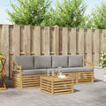 Outdoor-Sofagarnitur 5 pcs Weiß und Hellgrau Polyester
