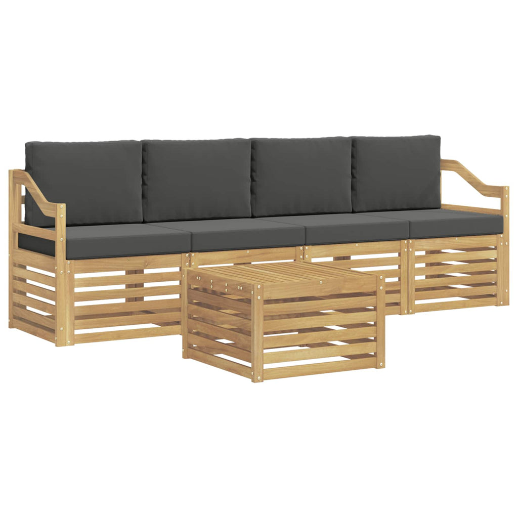 Outdoor-Sofagarnitur 5 pcs Weiß und Anthrazit Polyester