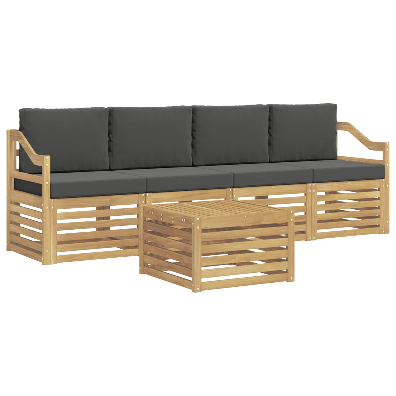 Outdoor-Sofagarnitur 5 pcs Weiß und Anthrazit Polyester