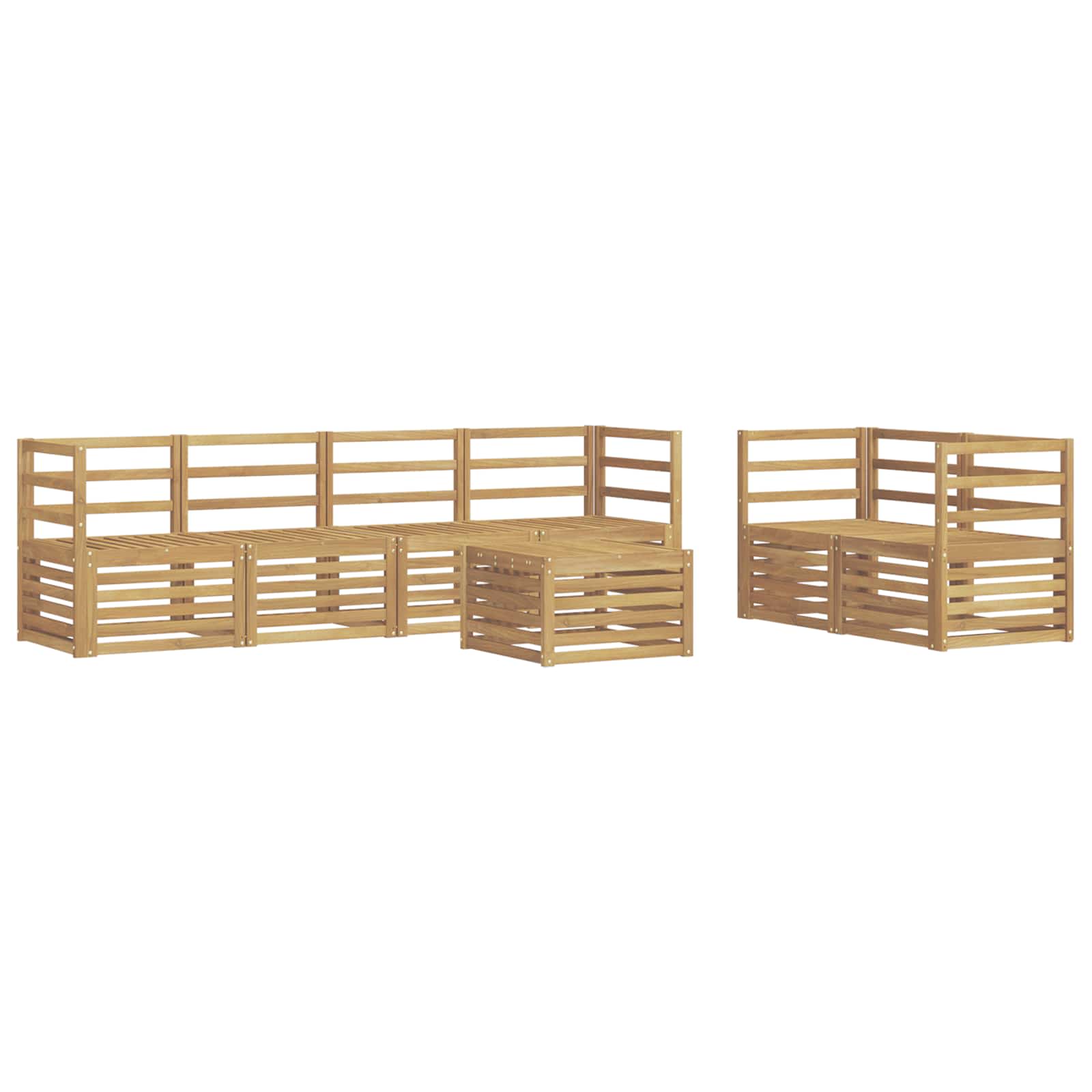 Outdoor-Sofagarnitur 7 pcs Weiß Massivholz Akazie