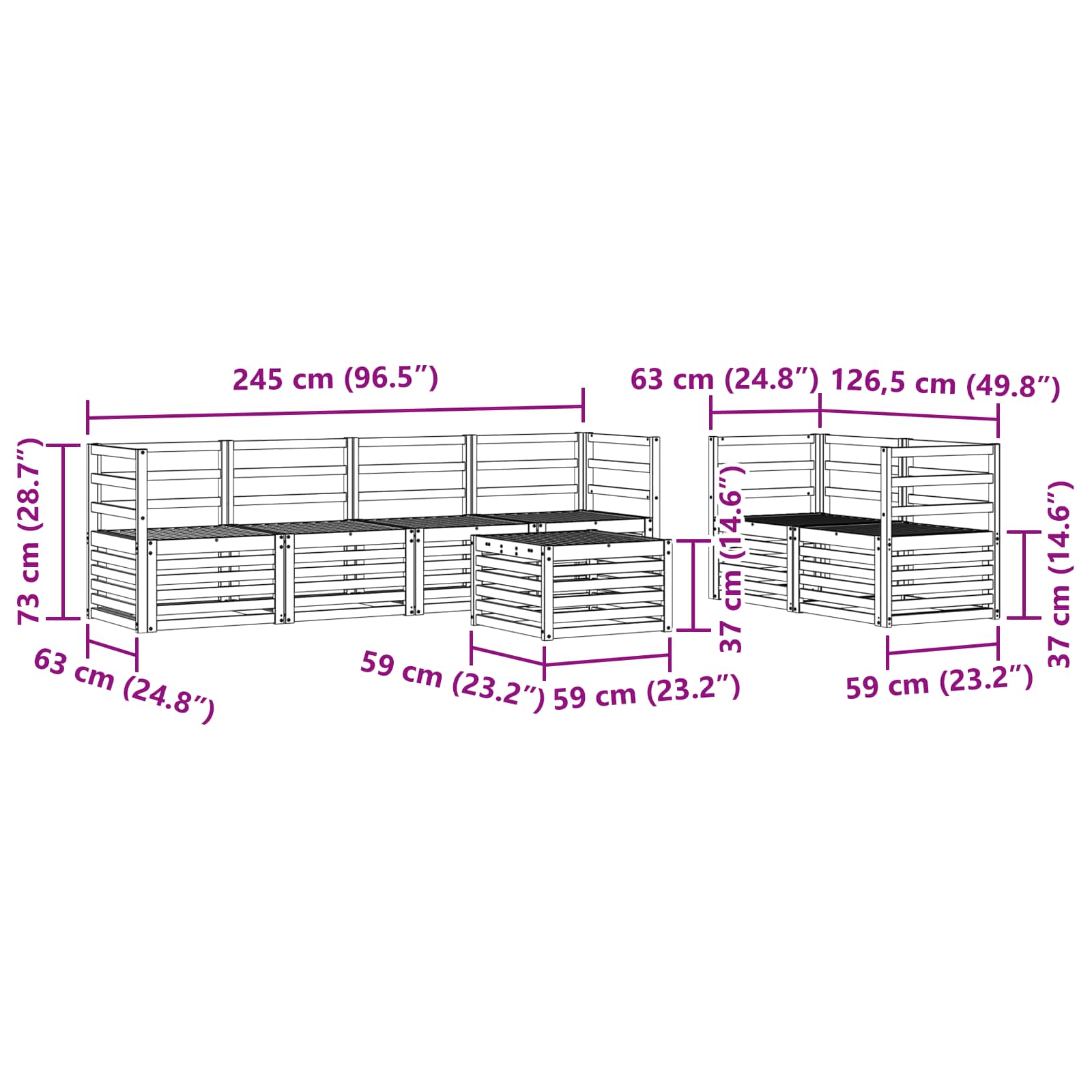 Outdoor-Sofagarnitur 7 pcs Weiß Massivholz Akazie