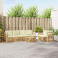 Outdoor-Sofagarnitur mit Kissen 7 pcs Weiß und Creme Polyester