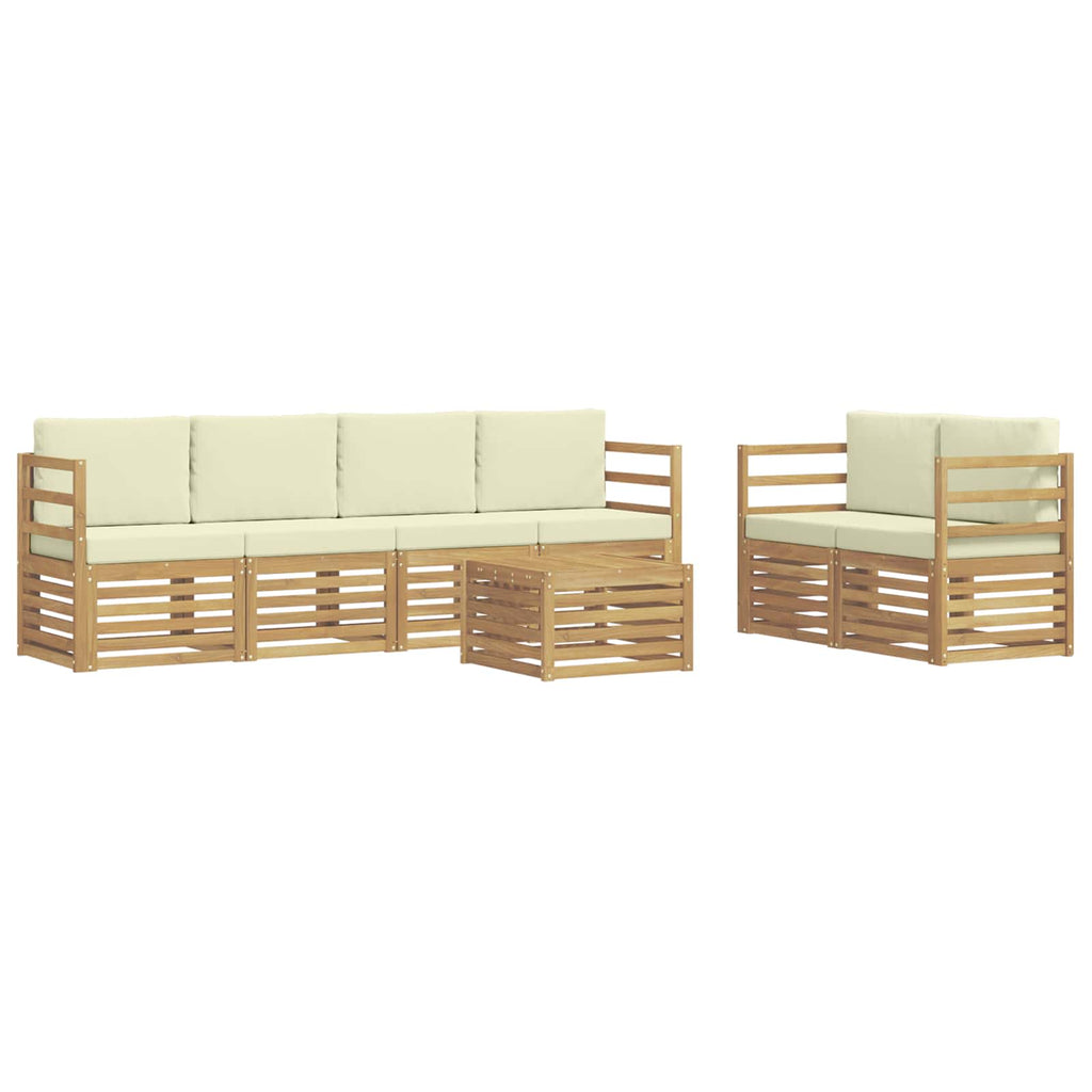 Outdoor-Sofagarnitur mit Kissen 7 pcs Weiß und Creme Polyester