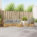Outdoor-Sofagarnitur 7 pcs Weiß und Hellgrau Polyester