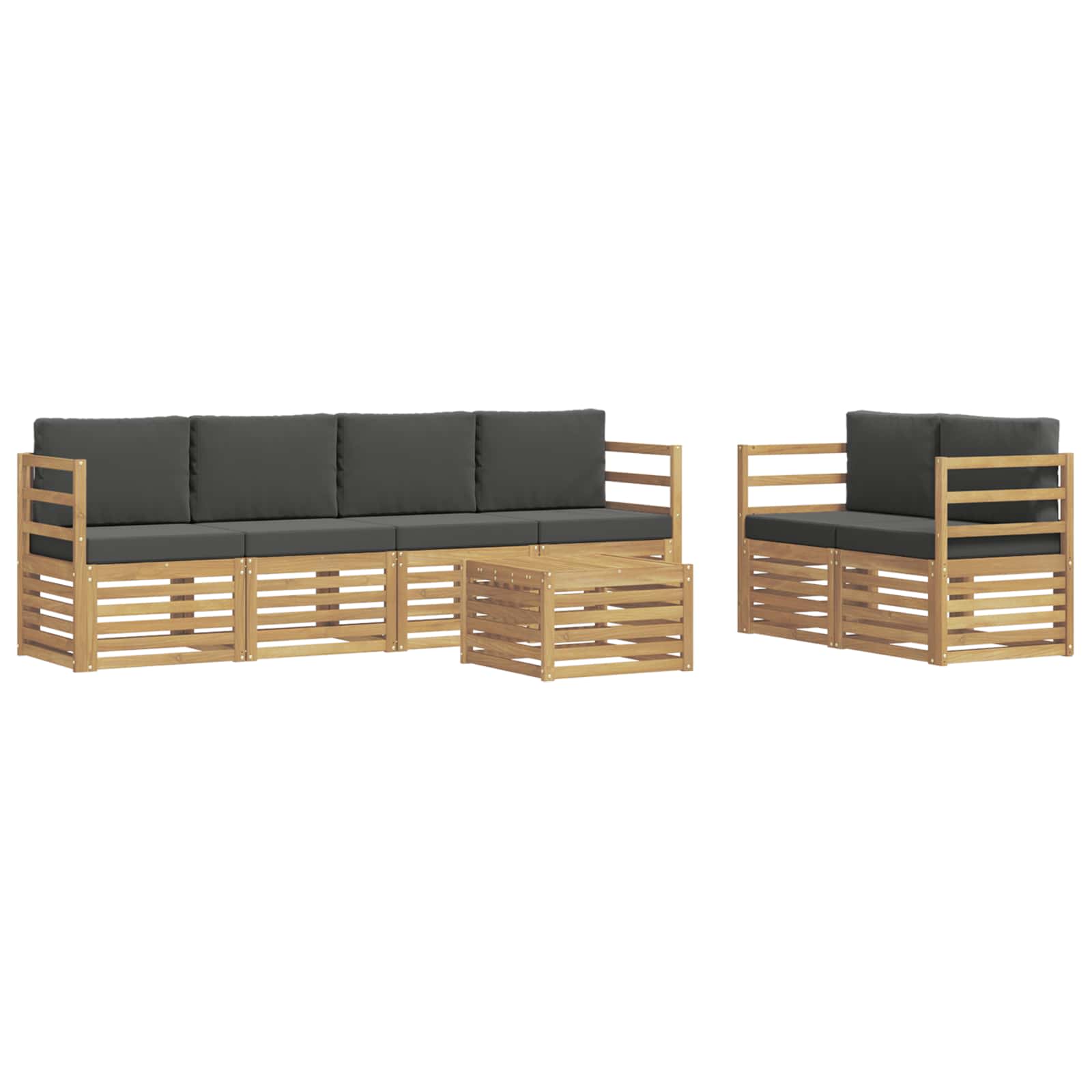 Outdoor-Sofagarnitur 7 pcs Weiß und Anthrazit Polyester