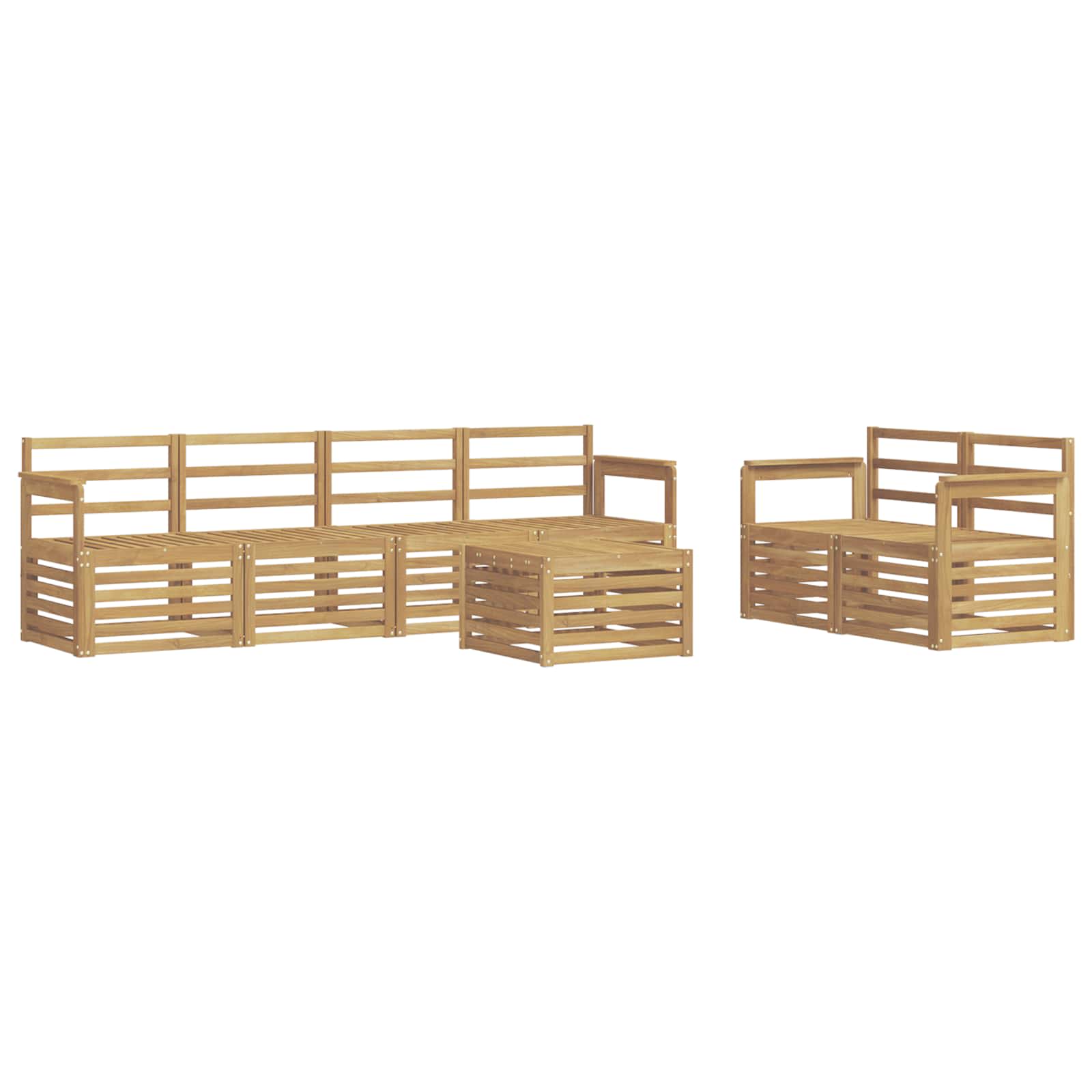 Outdoor-Sofagarnitur 7 pcs Weiß Massivholz Akazie