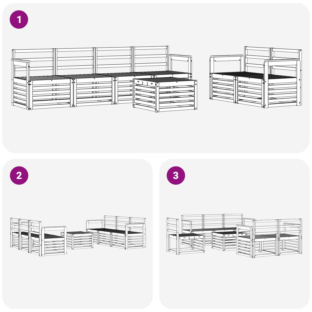 Outdoor-Sofagarnitur 7 pcs Weiß Massivholz Akazie
