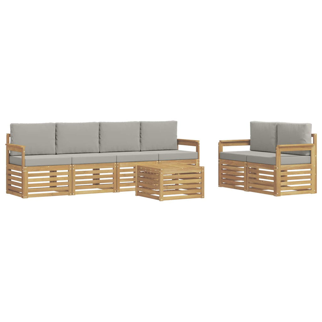 Outdoor-Sofagarnitur 7 pcs Weiß und Hellgrau Polyester
