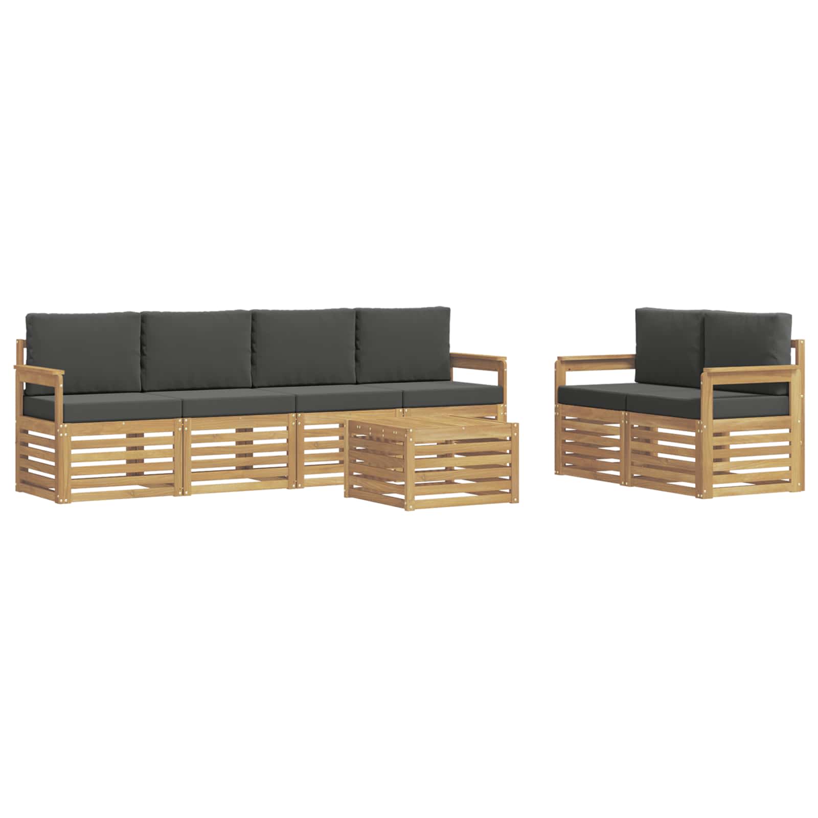 Outdoor-Sofagarnitur 7 pcs Weiß und Anthrazit Polyester