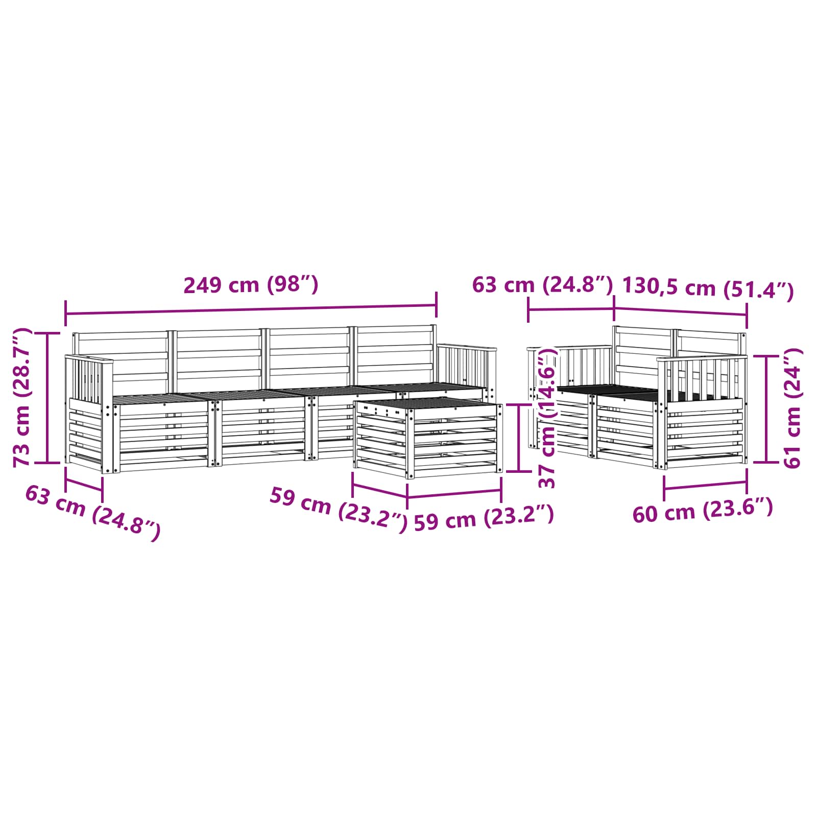 Outdoor-Sofagarnitur 7 pcs Weiß Massivholz Akazie