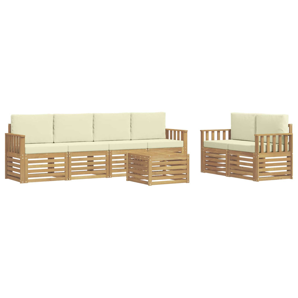 Outdoor-Sofagarnitur mit Kissen 7 pcs Weiß und Creme Polyester