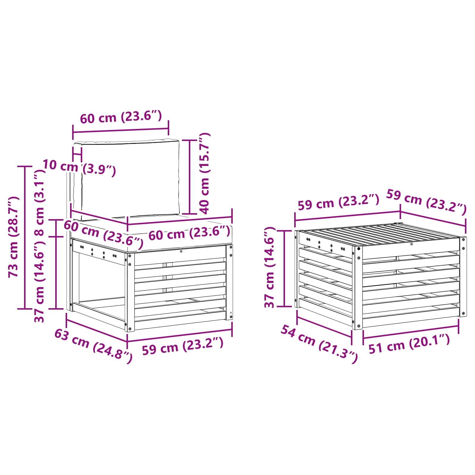 Outdoor-Sofagarnitur 7 pcs Weiß und Hellgrau Polyester