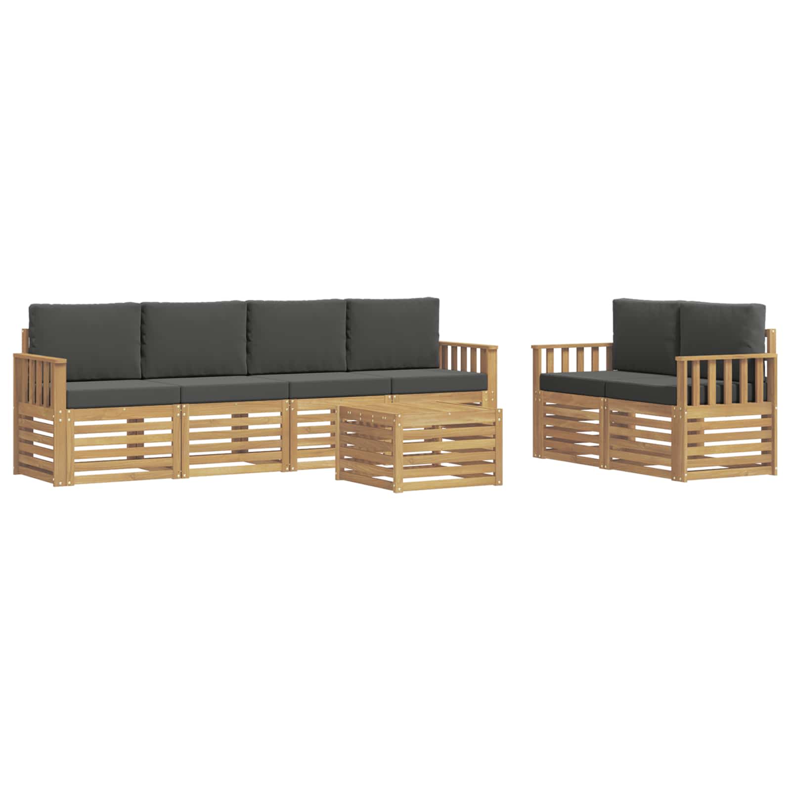 Outdoor-Sofagarnitur 7 pcs Weiß und Anthrazit Polyester