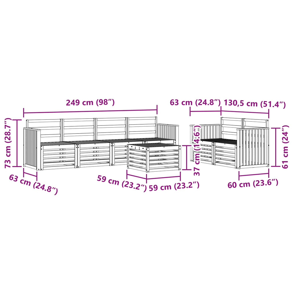 Outdoor-Sofagarnitur 7 pcs Weiß Massivholz Akazie