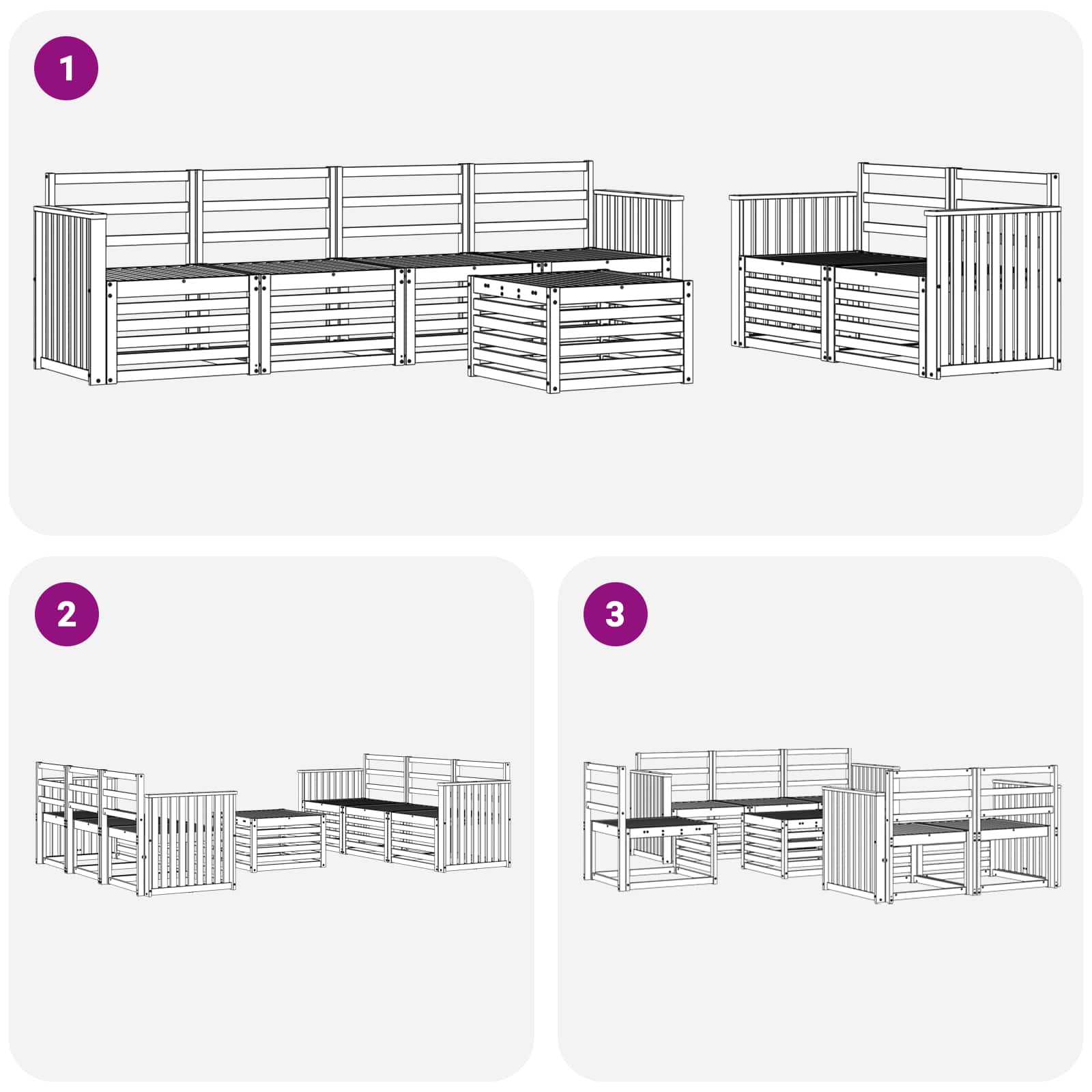 Outdoor-Sofagarnitur 7 pcs Weiß Massivholz Akazie