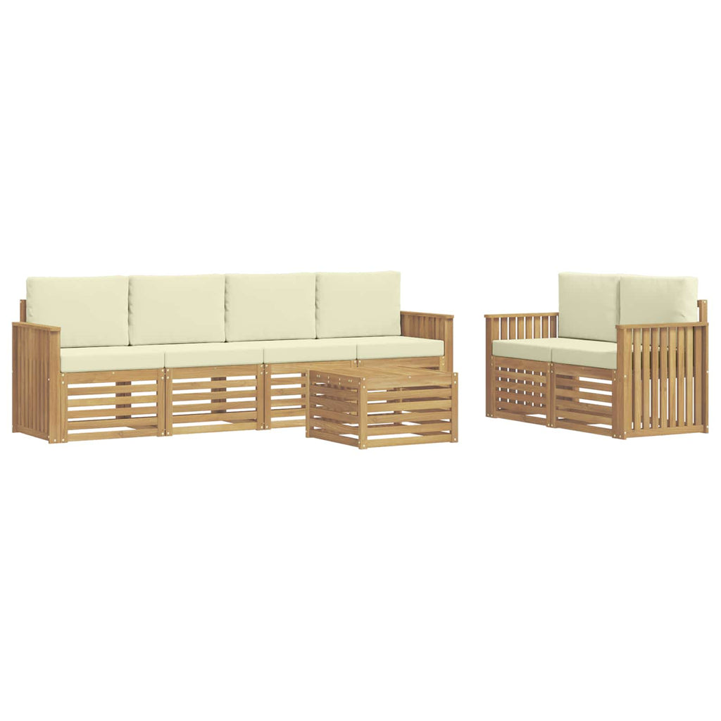 Outdoor-Sofagarnitur mit Kissen 7 pcs Weiß und Creme Polyester