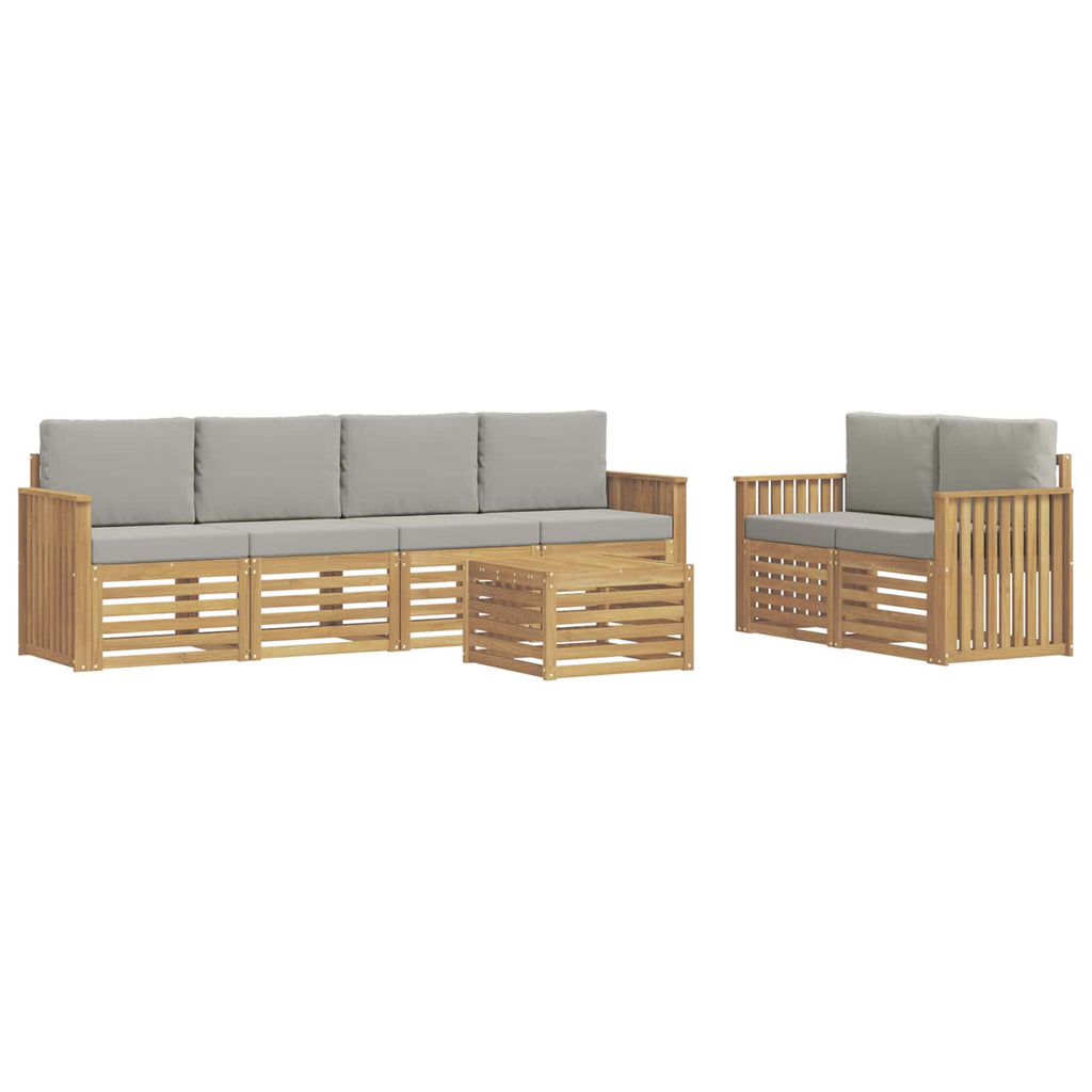 Outdoor-Sofagarnitur 7 pcs Weiß und Hellgrau Polyester