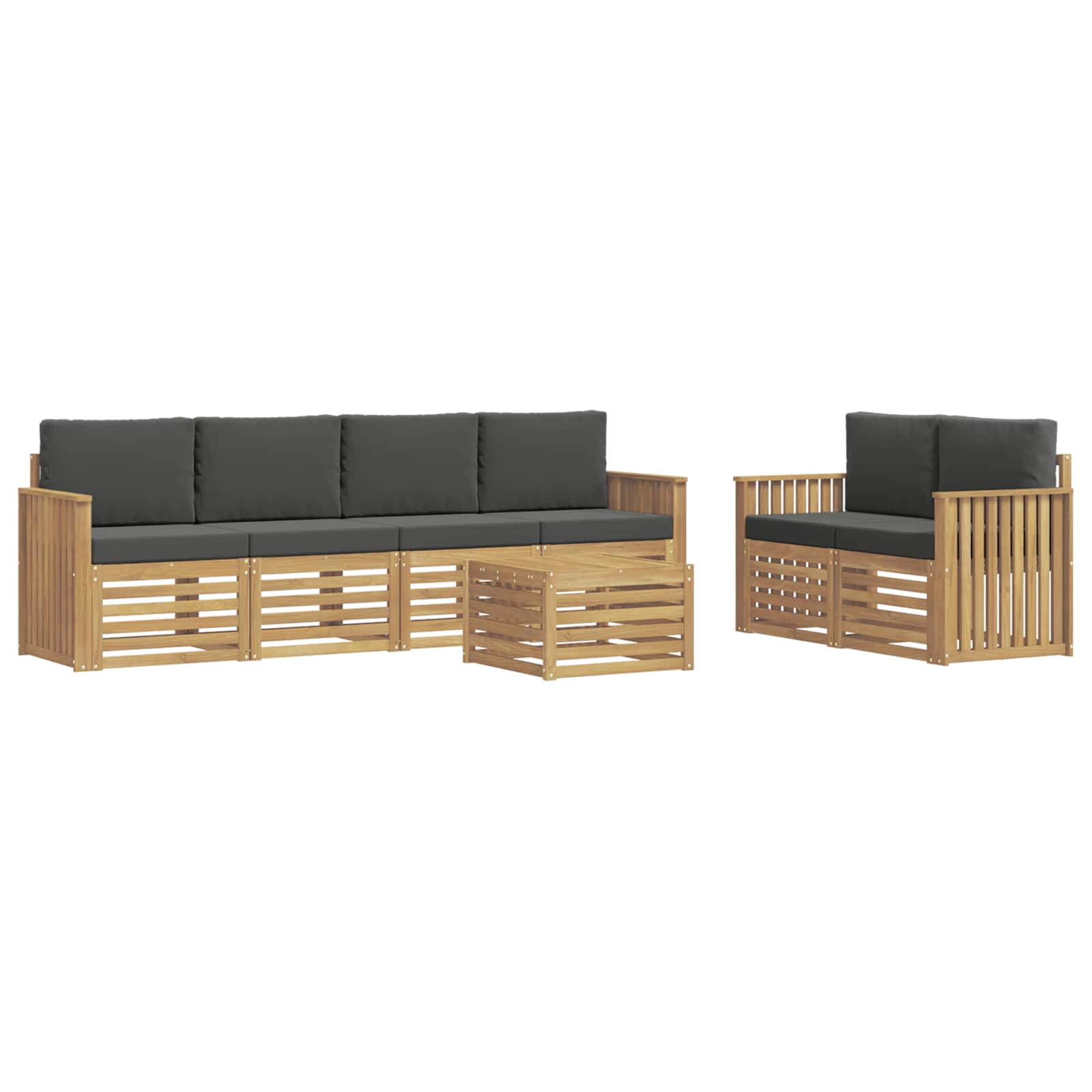 Outdoor-Sofagarnitur 7 pcs Weiß und Anthrazit Polyester