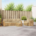 Outdoor-Sofagarnitur mit Kissen 7 pcs Weiß und Beige Polyester