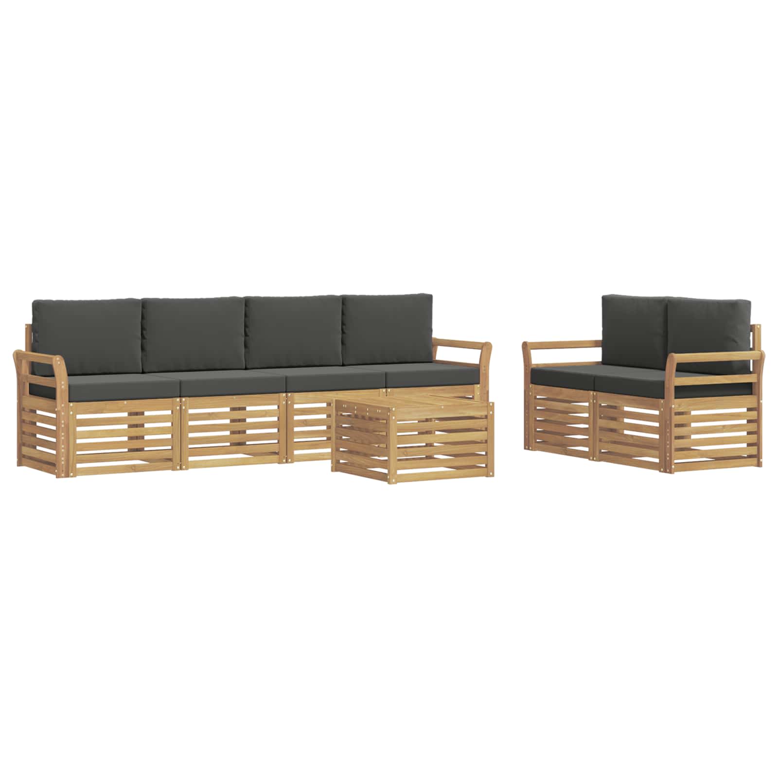Outdoor-Sofagarnitur 7 pcs Weiß und Anthrazit Polyester