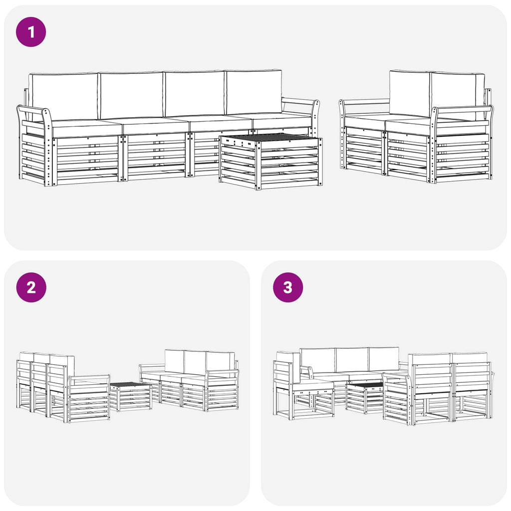 Outdoor-Sofagarnitur 7 pcs Weiß und Anthrazit Polyester