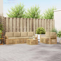Outdoor-Sofagarnitur mit Kissen 7 pcs Weiß und Beige Polyester